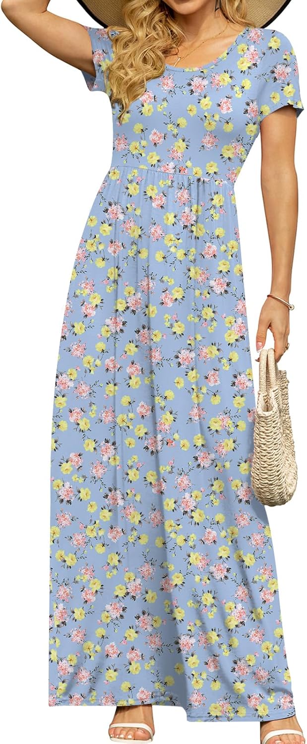 DB MOON Womens Summer Maxi Dresses with Pockets for Style