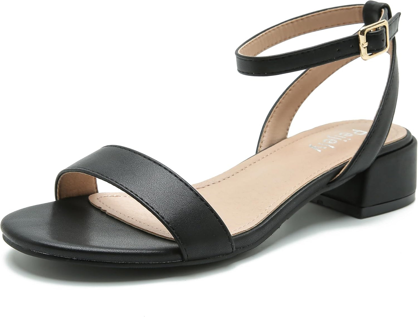 Women's Open Toe Ankle Strap Low Block Chunky Heels Sandals