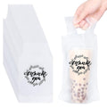 Kisston 1000 Pcs Drink Carrier Bags for Delivery - Clear Handle Pack