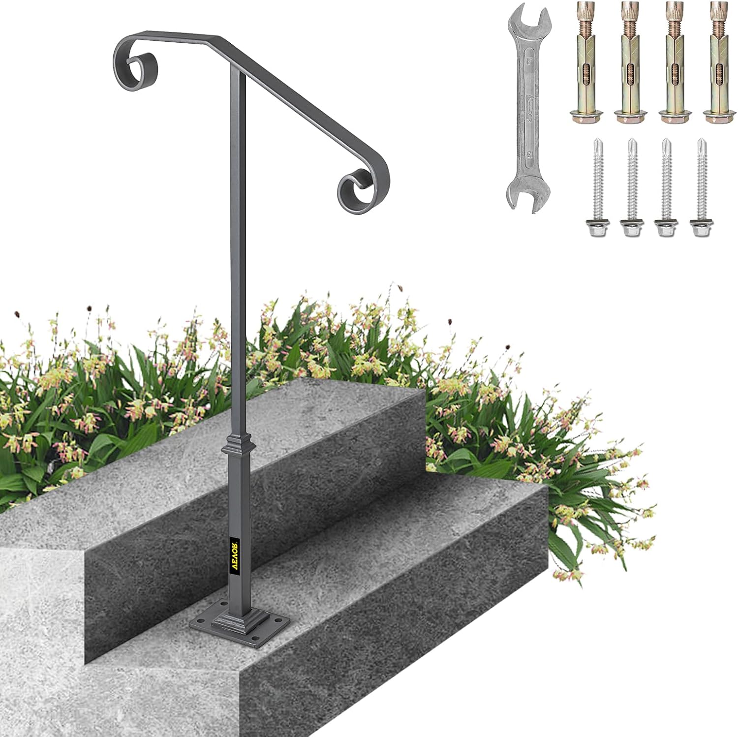 VEVOR Handrails for Outdoor Steps - Durable Wrought Iron