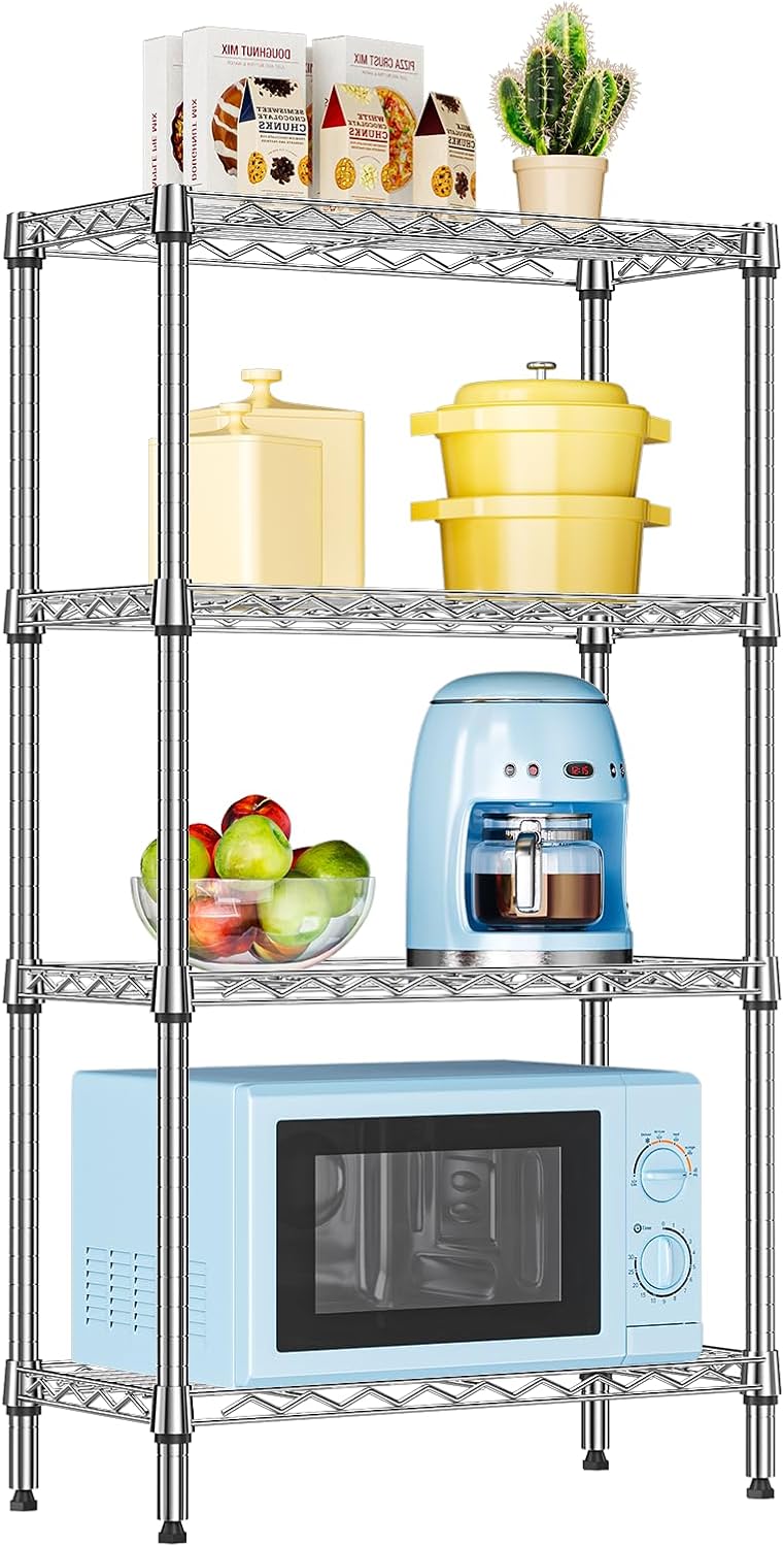 IZEUK 4 Tier Steel Storage Shelves for Kitchen and Office Use