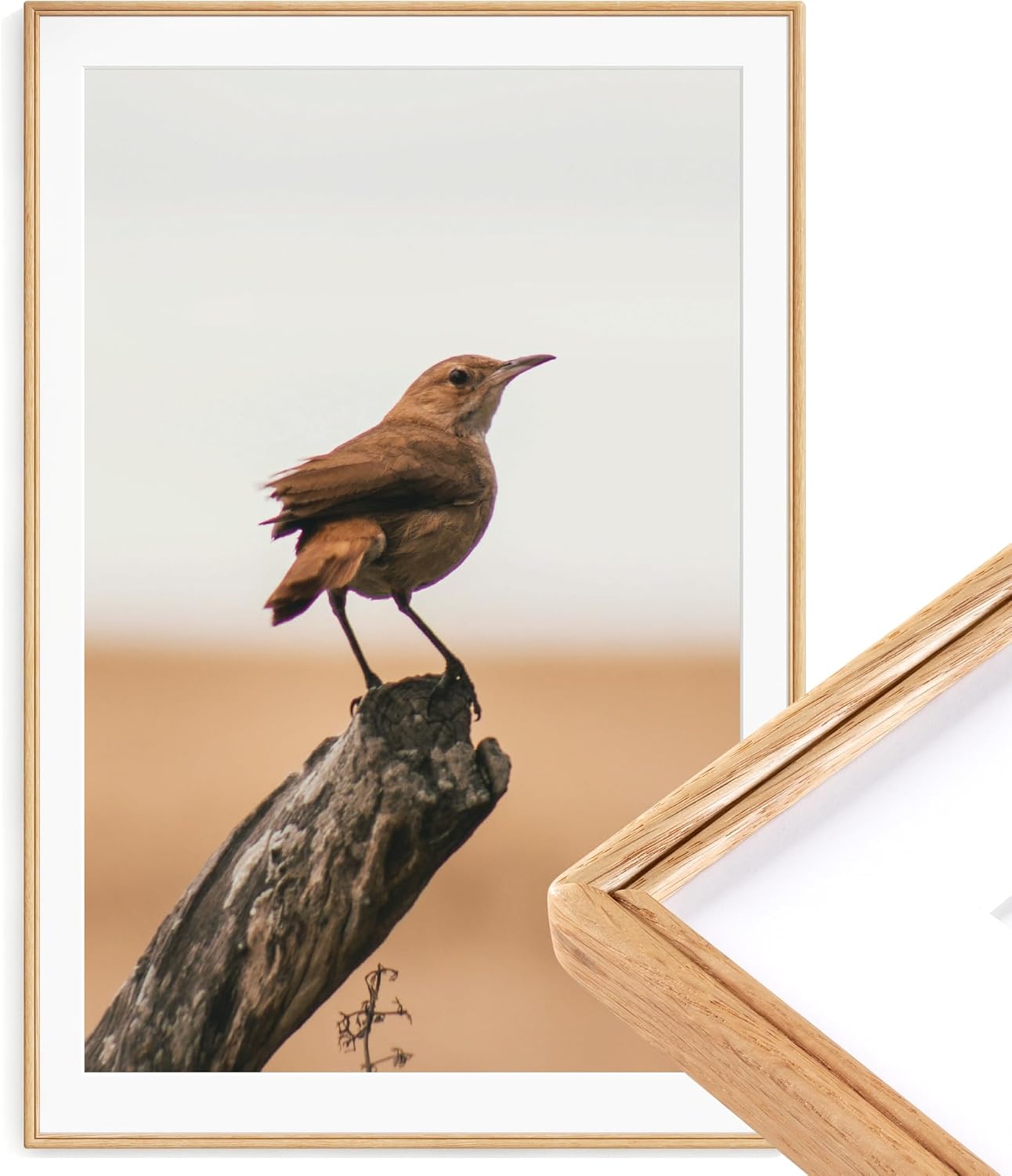 27x40 Natural Solid Oak Wood Picture Frame for Art Display