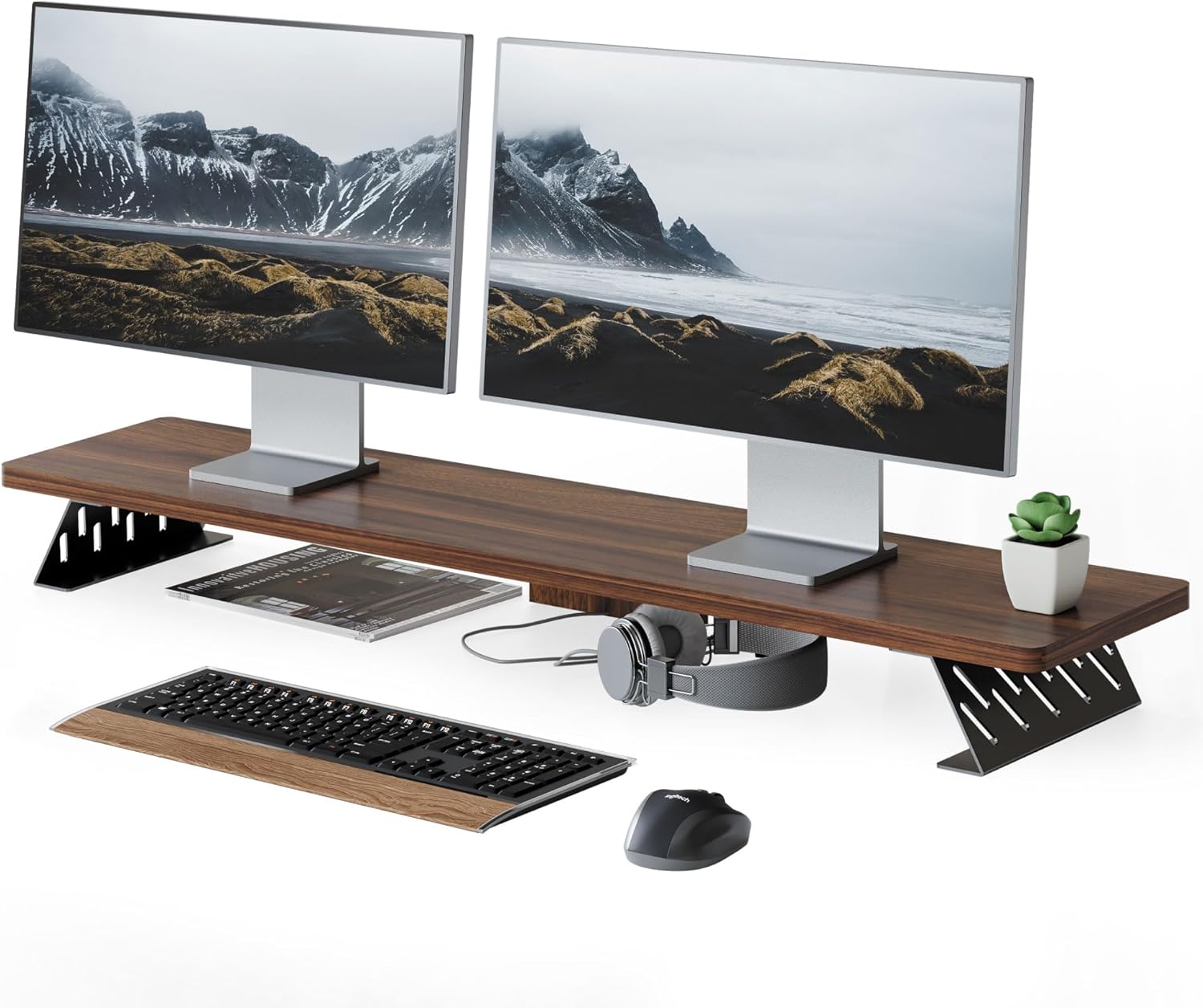 Fenge Dual Monitor Stand Riser for Desk - 42.5 Inch Shelf