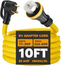 10ft 30 Amp to 50 Amp RV Locking Adapter Cord for Safe Power