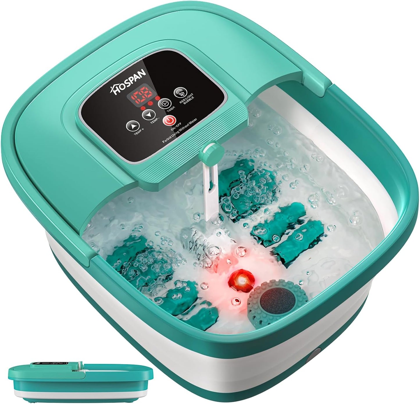 HOSPAN Collapsible Foot Spa with Heat and Shiatsu Massage Rollers