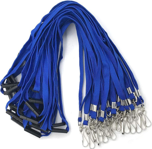 Premium Blue Breakaway Lanyards for ID Badges - 50 PCS