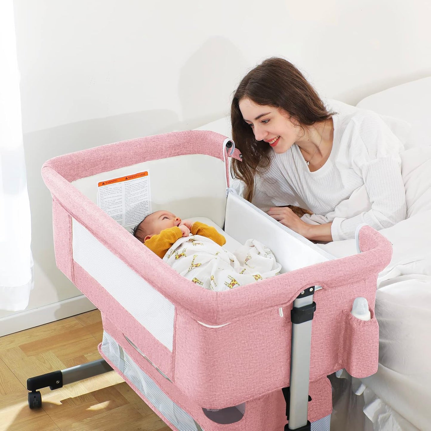 Ihoming Baby Bassinet Bedside Sleeper with Adjustable Heights