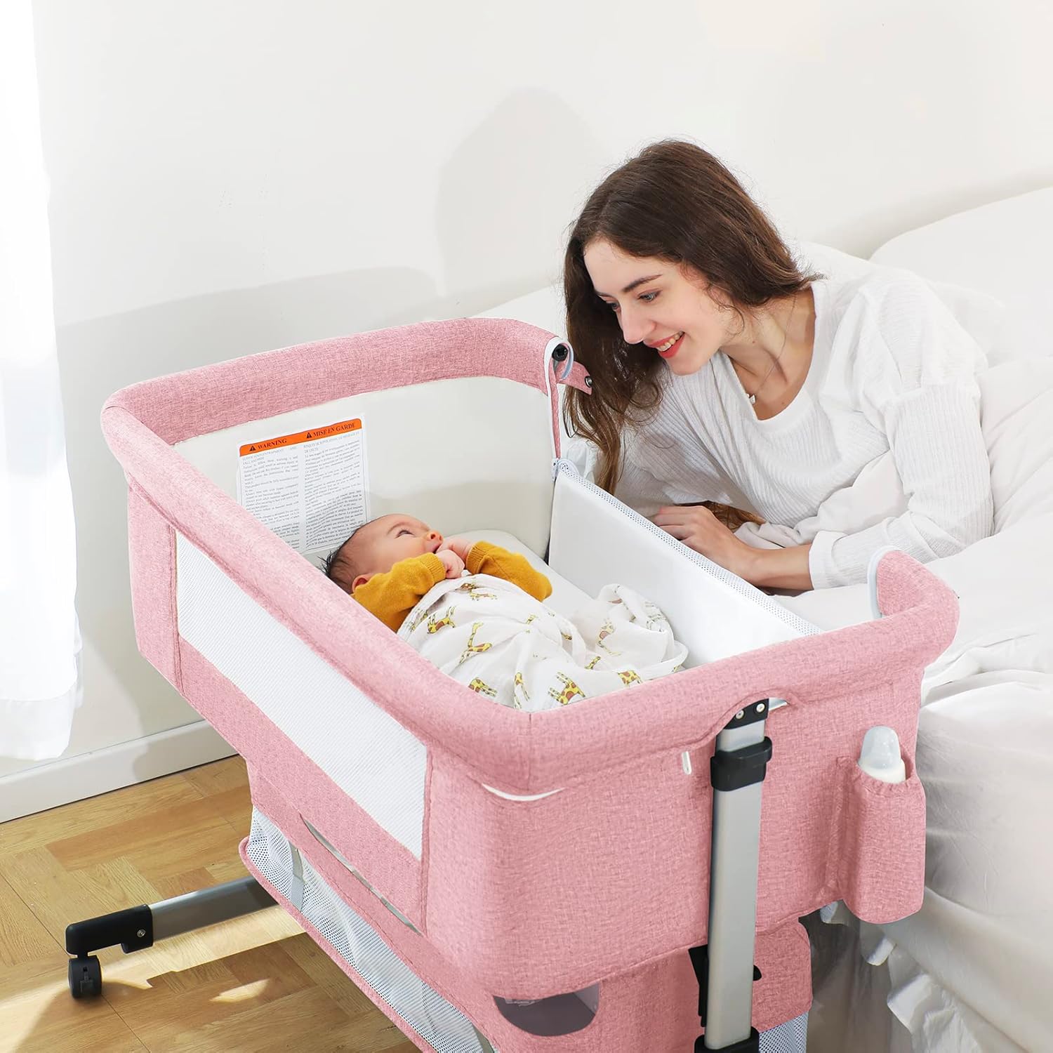 Ihoming Baby Bassinet Bedside Sleeper with Adjustable Heights