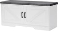 2-Tier Storage Bench 39.4in Wide with Padded Seat - Entryway Shoe