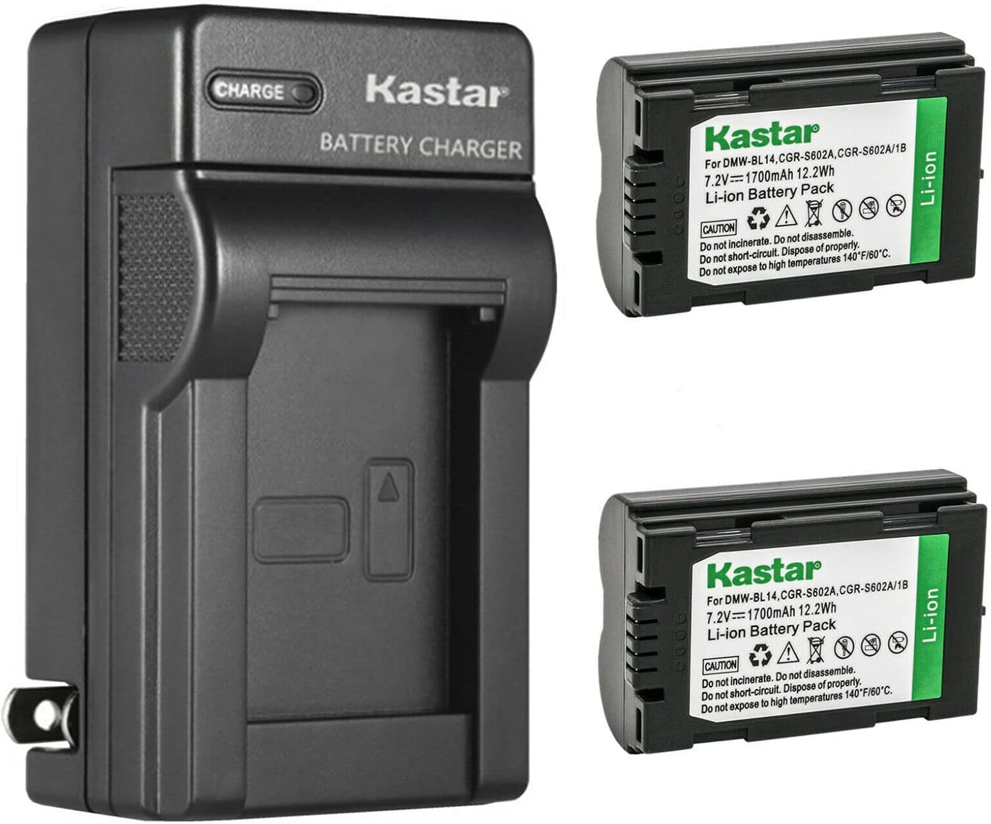 Kastar 2-Pack Battery and AC Wall Charger for Panasonic Cameras
