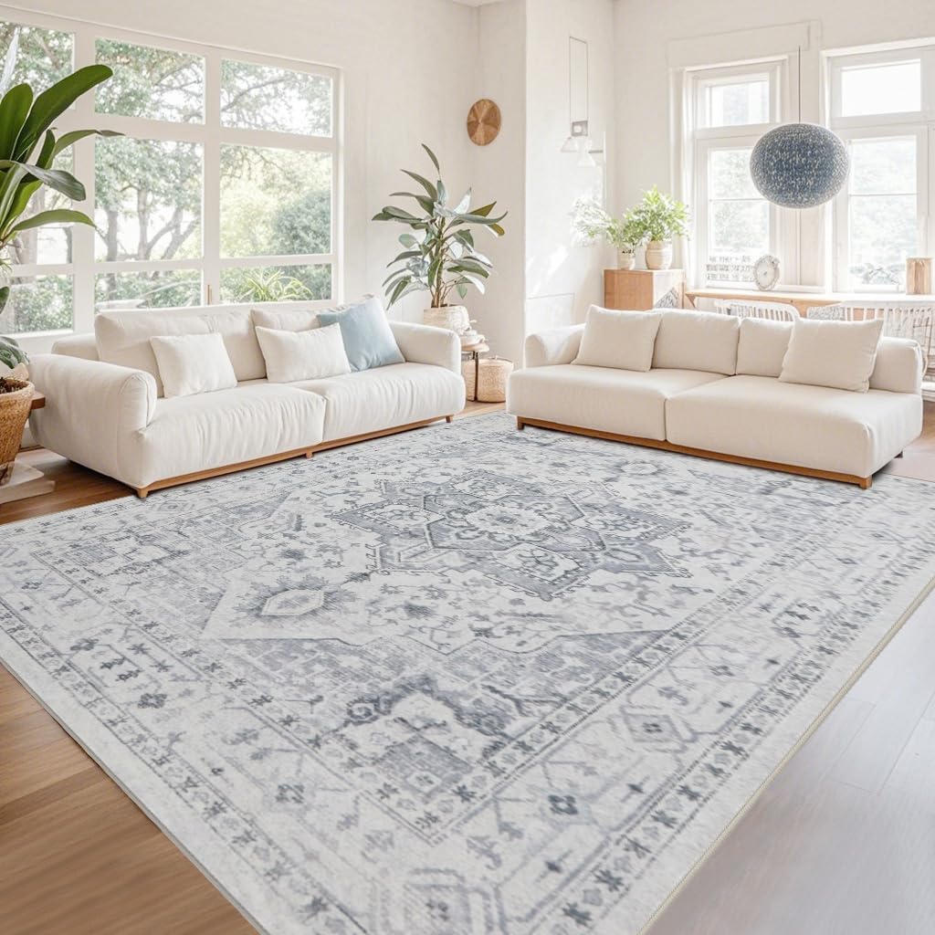 5x7 Washable Area Rugs for Living Room - Ultra Soft Vintage Design