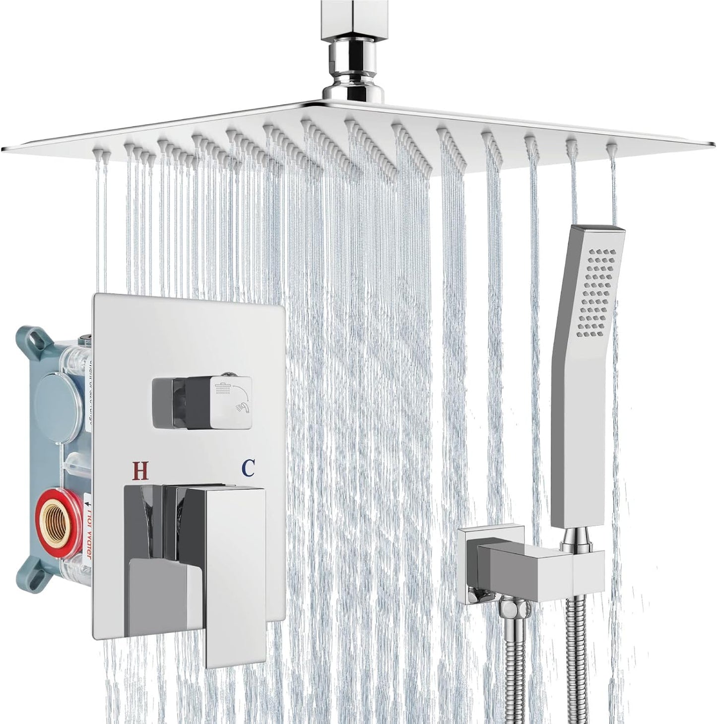 Aolemi Ceiling Mount Shower System with Rain Shower Head and Handheld