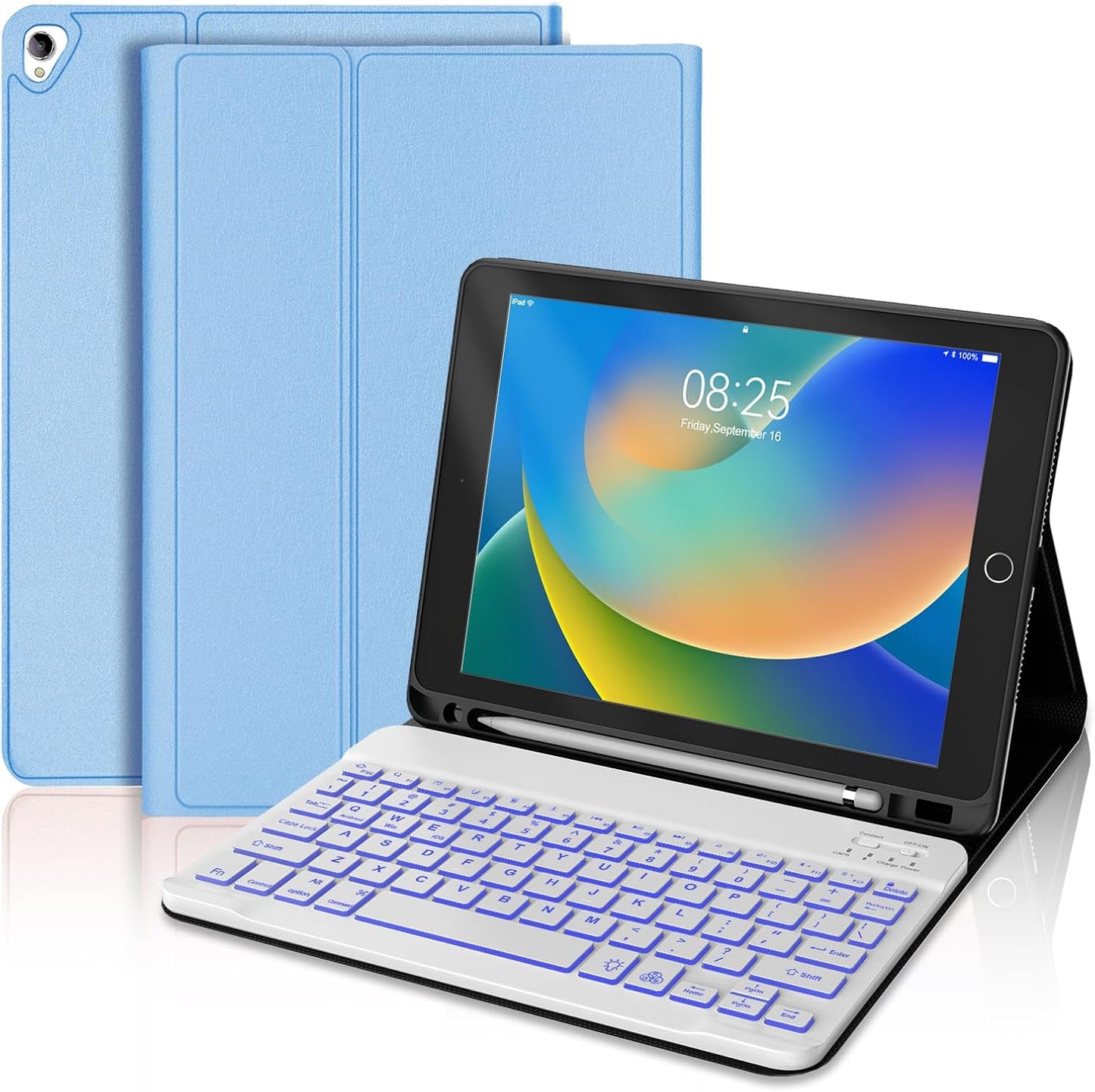 BORIYUAN iPad Keyboard Case with Detachable Backlit Keyboard