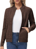 Women's Zip Up Cable Knit Sweater Cardigan - Cozy Chenille Hip Length
