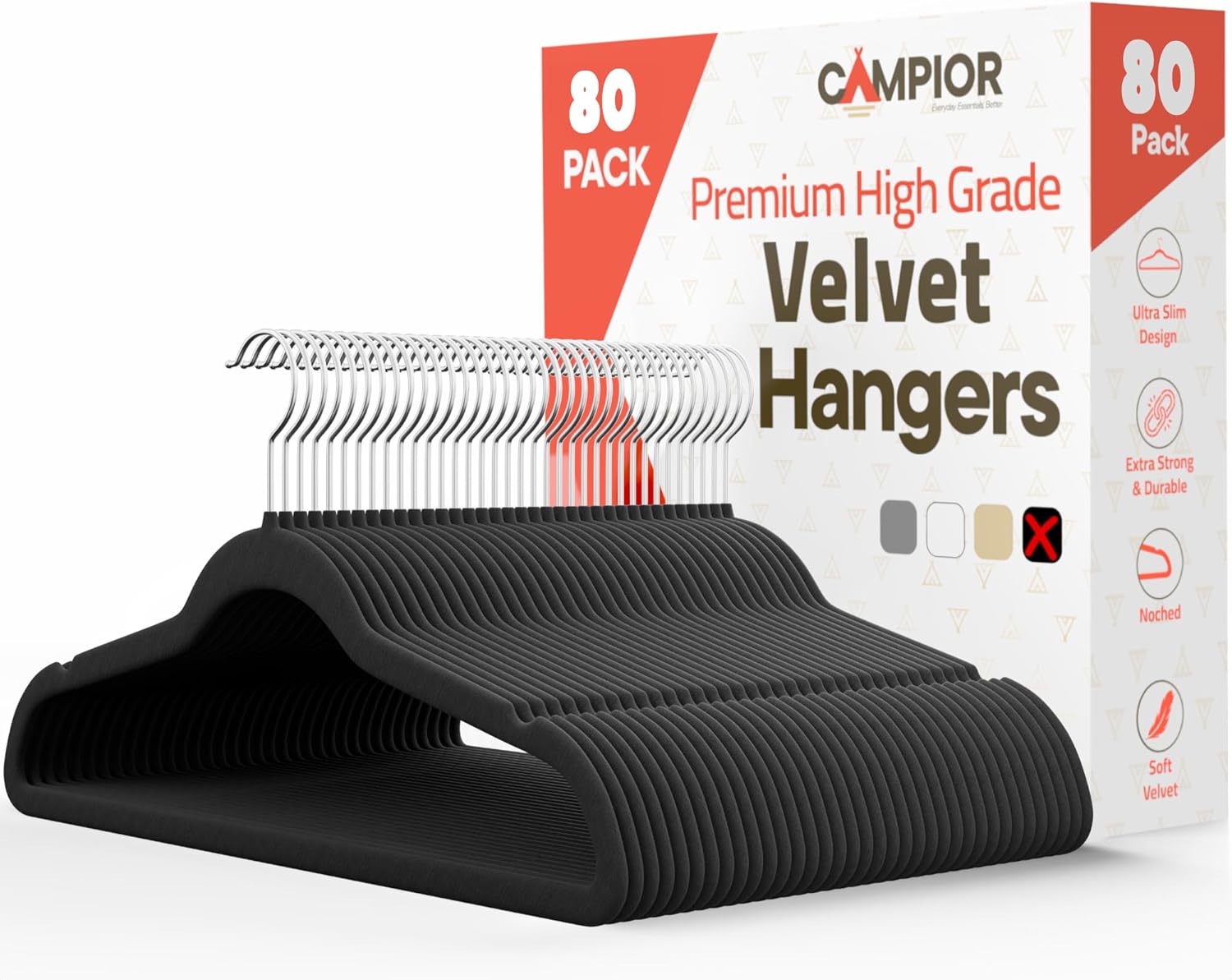 Black Velvet Hangers 80 Pack for Effortless Closet Organization