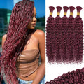 12A 99J Burgundy Red Human Braiding Hair for Boho Braids - 5 Bundles