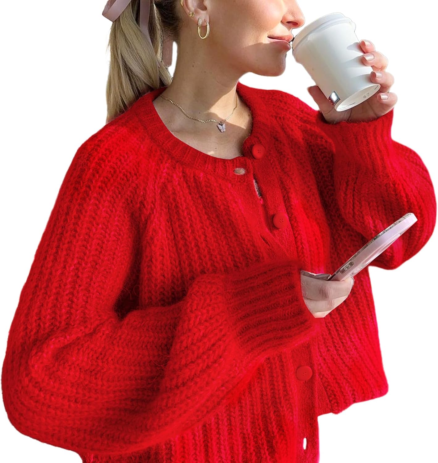 Wyeysyt Womens Cardigan Sweater Soft Knit Casual Coat for Fall