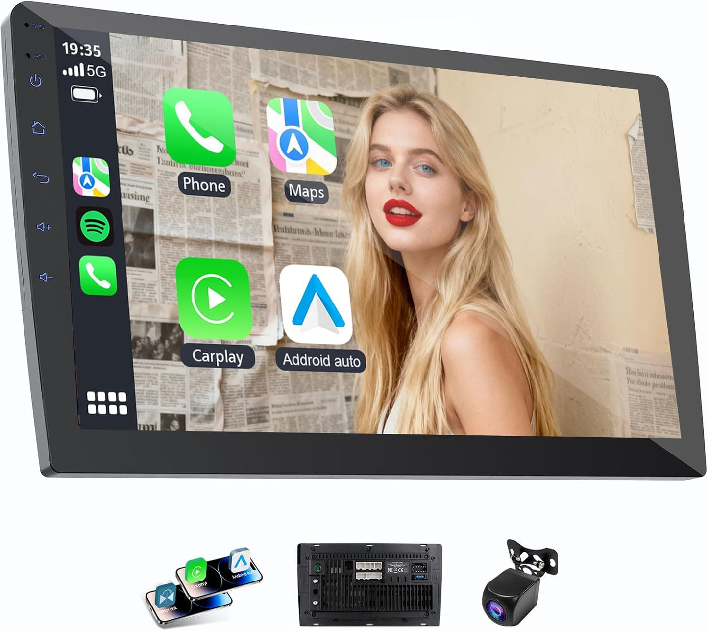 10.1 HD Touchscreen Wireless Carplay Screen with GPS and More