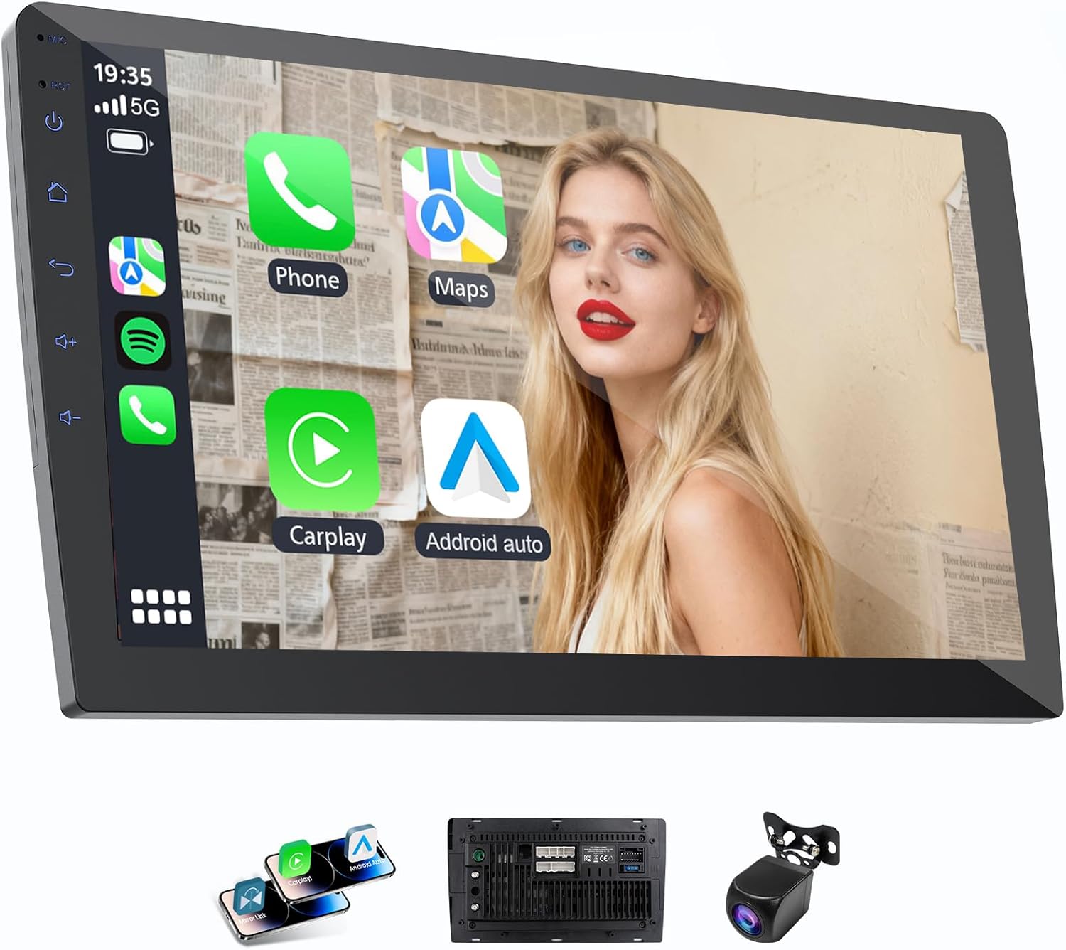 10.1 HD Touchscreen Wireless Carplay Screen with GPS and More