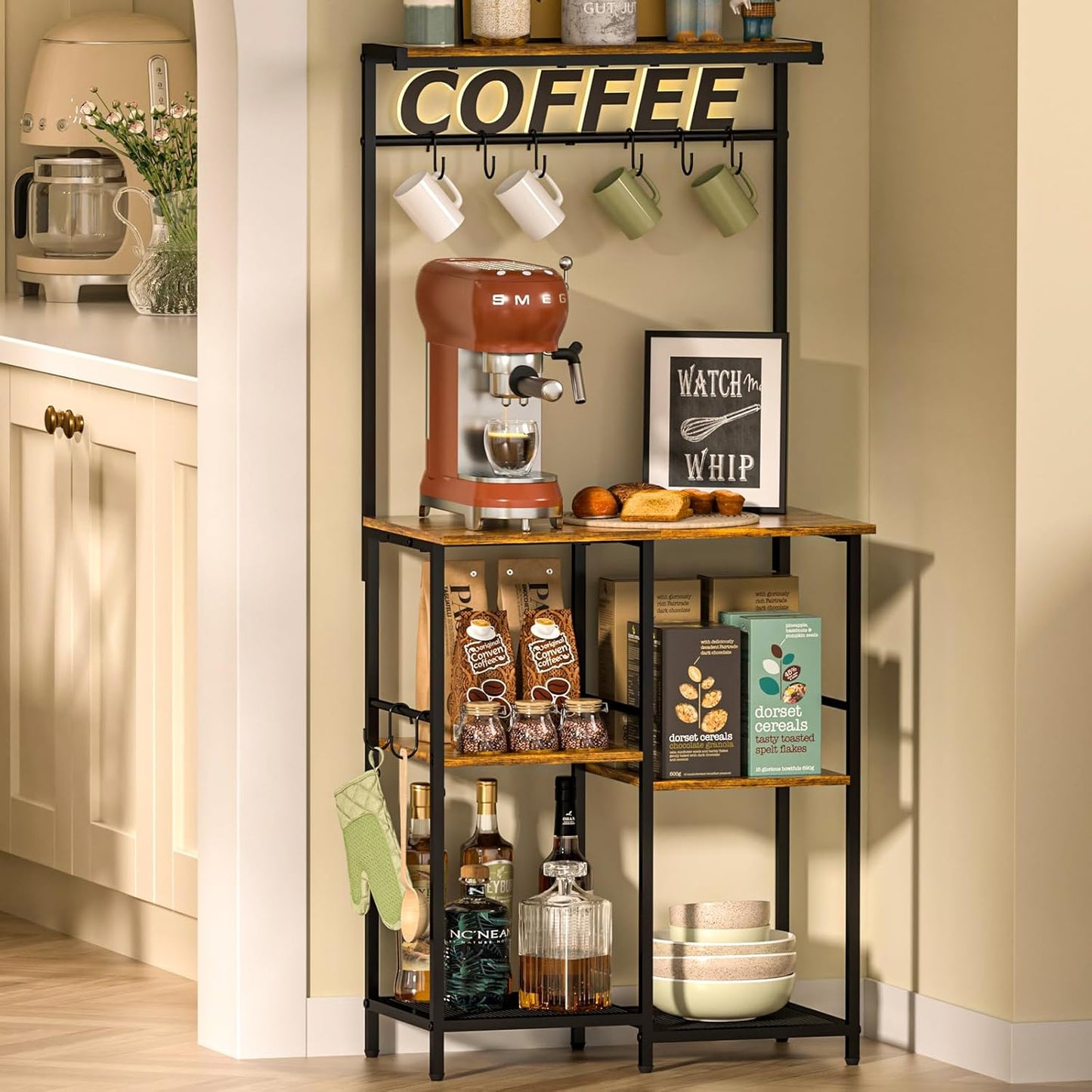 6-Tier Zoned Storage Buffet - Organize Stylishly!