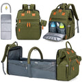 Army Green Diaper Bag Backpack - Large Capacity with Detachable