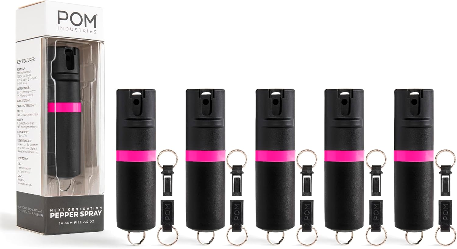 POM Pepper Spray Keychain with Quick Release for Instant Access