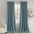 Greyish Blue Blackout Curtains 108 in Long 2 Panels Set - Thermal