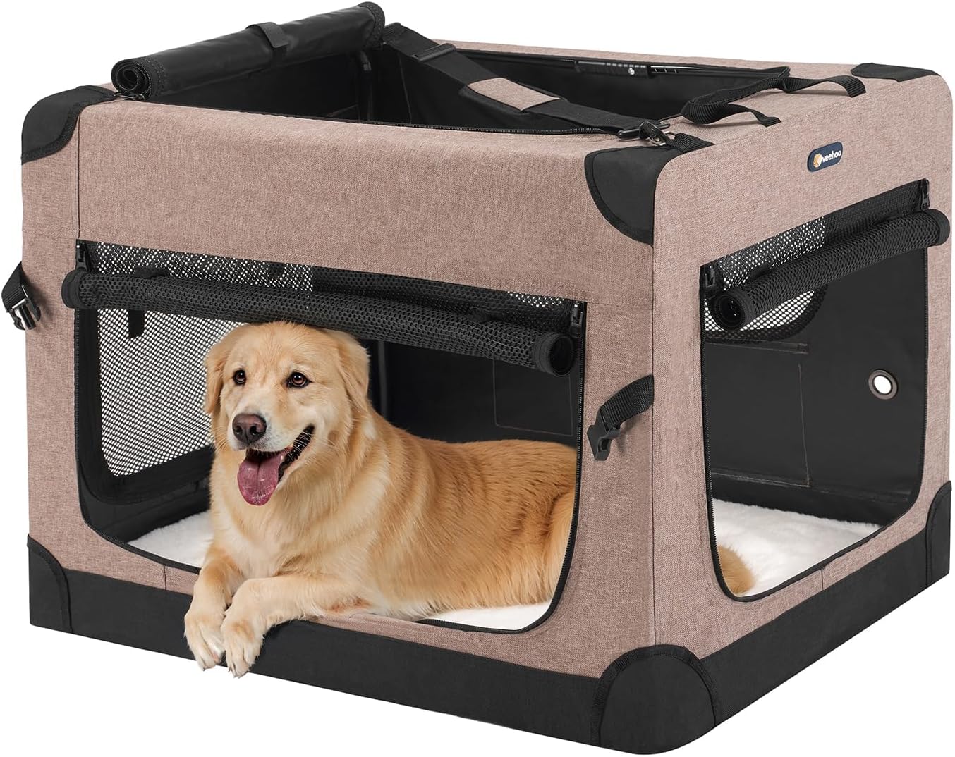 Veehoo 36 inch Folding Soft Dog Crate for Large Dogs Travel
