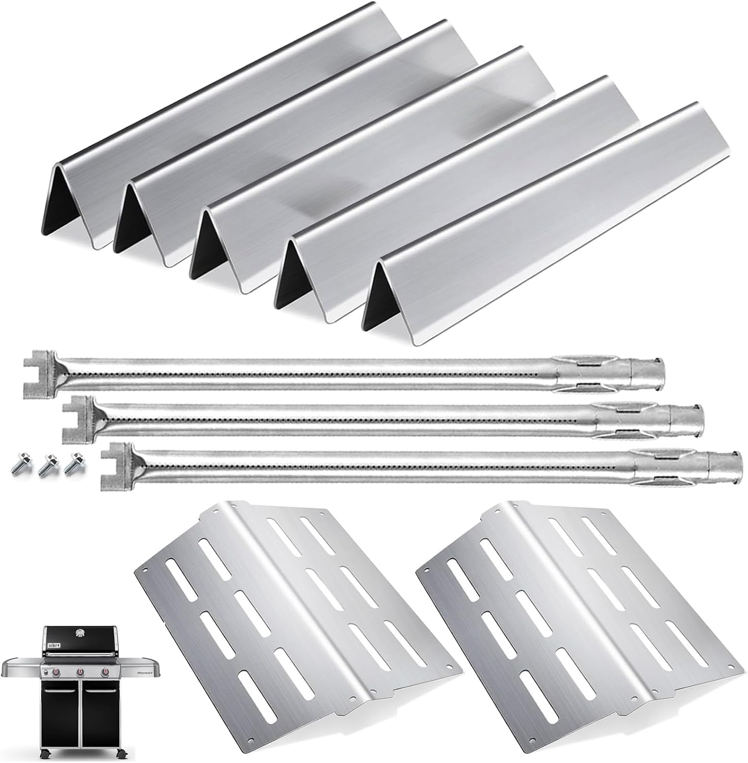 Flavorizer Bars Heat Deflector Burner Tube Set for Weber Grills