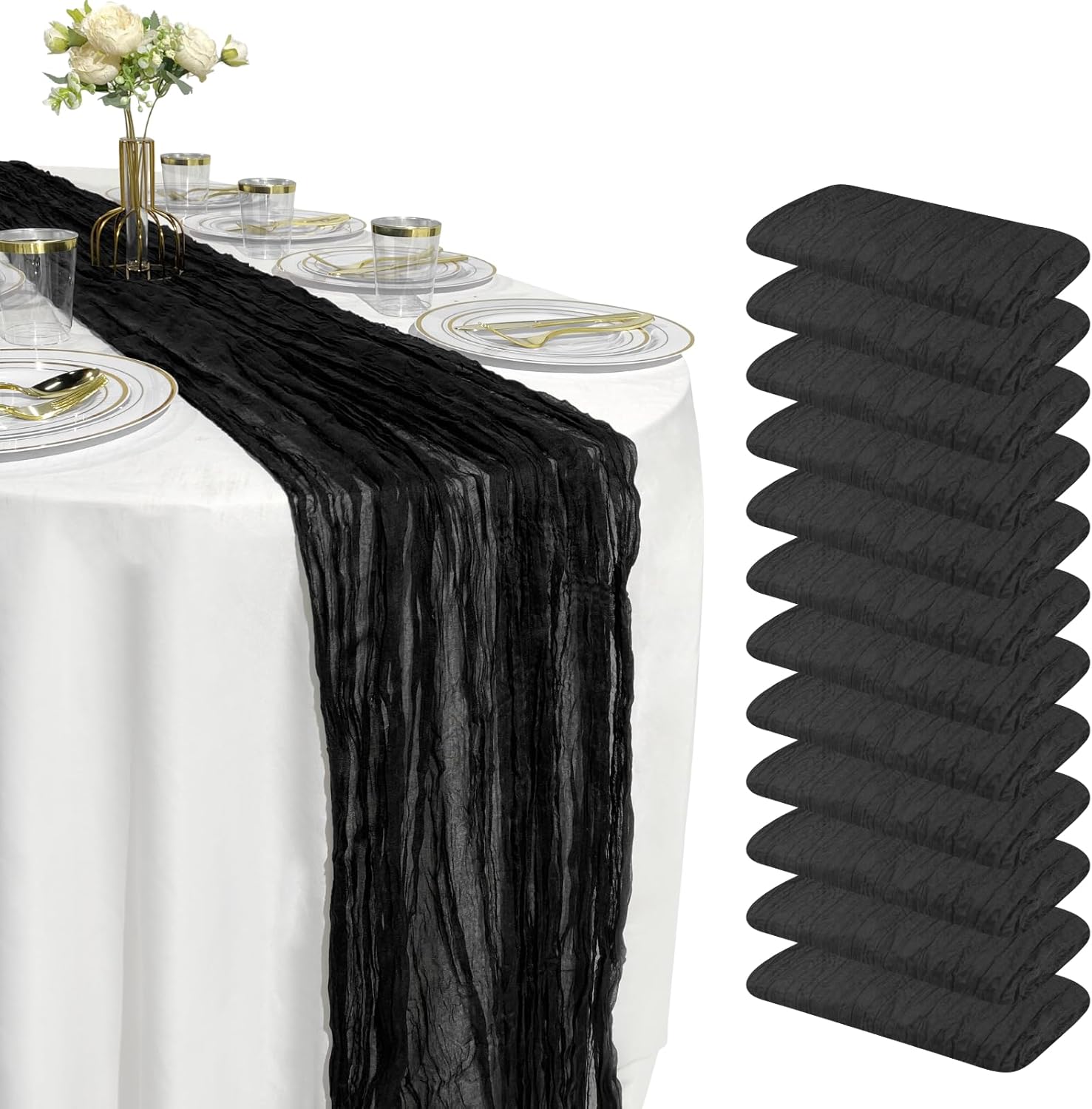 12 Pack 10FT Cheesecloth Table Runner for Rustic Boho Events