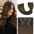 Medium Brown Hair Extensions Real Human Hair Clip in 70g 7pcs 22in