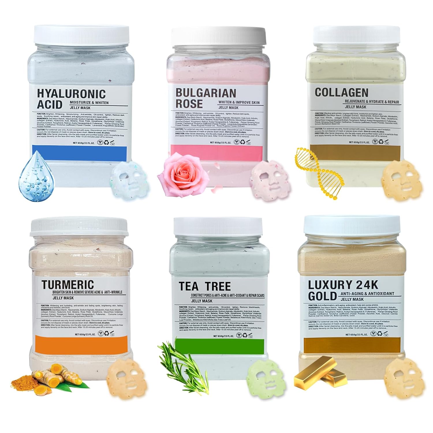 Hydrating Jelly Face Mask for Professional Spa Use - 6 Pack