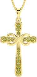 925 Sterling Silver Cross Necklace for Women with Peridot - Halo