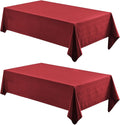 2 Pack Rectangle Tablecloth 60x104 in Red - Water Resistant Linen Look