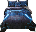 Queen Gamer Comforter Set 6 Piece - Blue Game Controller Bedding