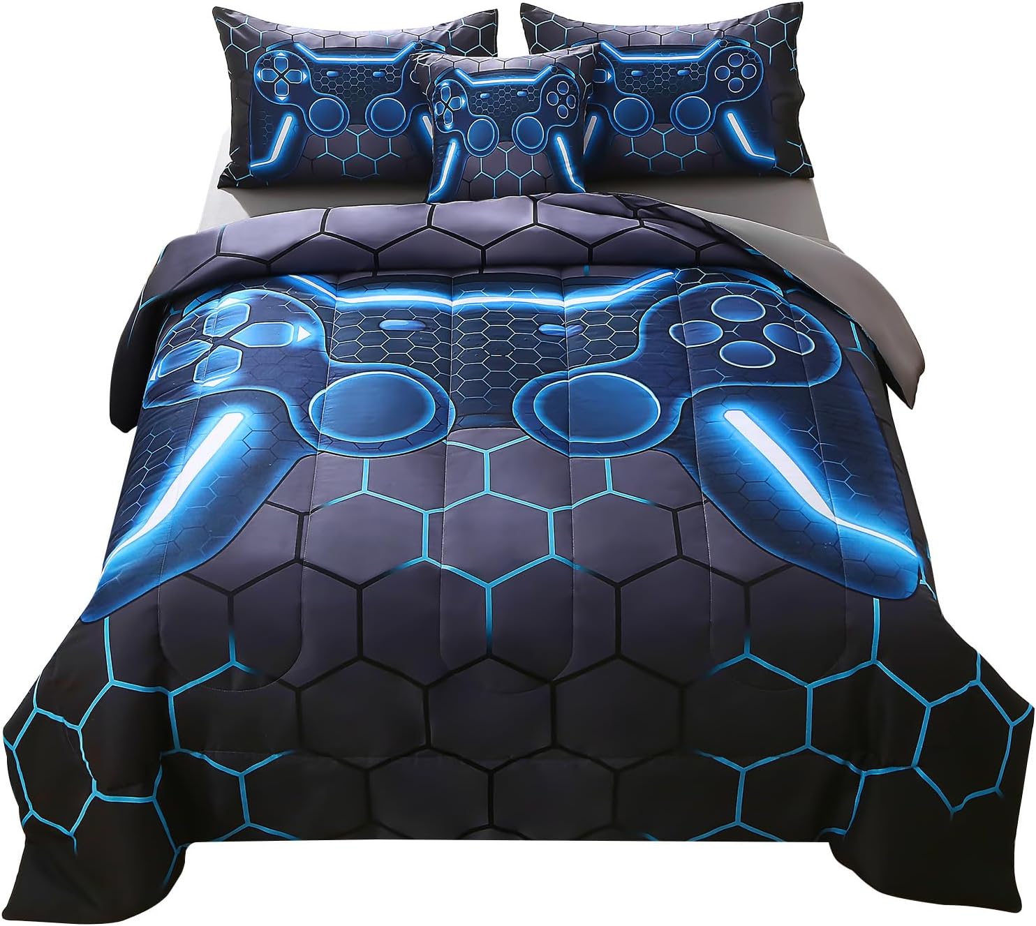 JQinHome Full Gamer Comforter Set - 6 Piece Bed in A Bag
