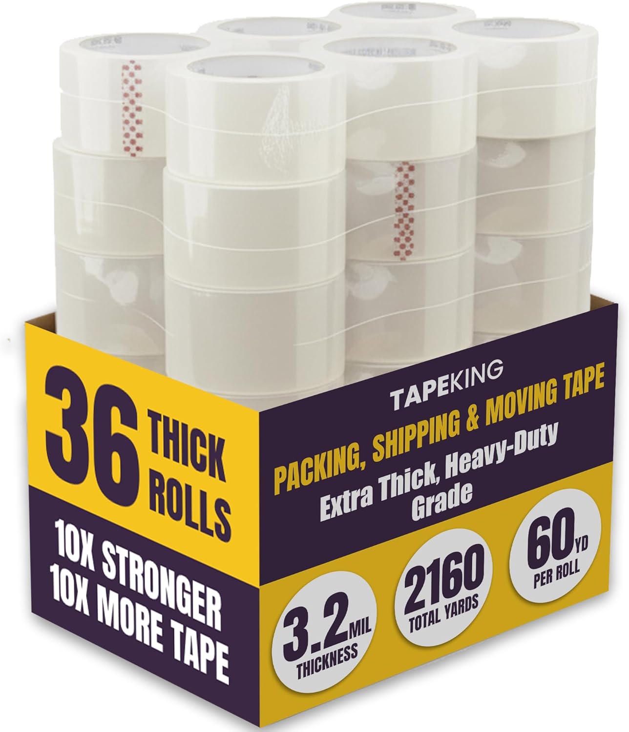 Tape King Clear Packing Tape - Heavy Duty 3.2mil for Shipping