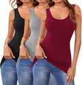 Cotton Long Tank Tops for Women 3-Pack - Stretchy Sleeveless Layering