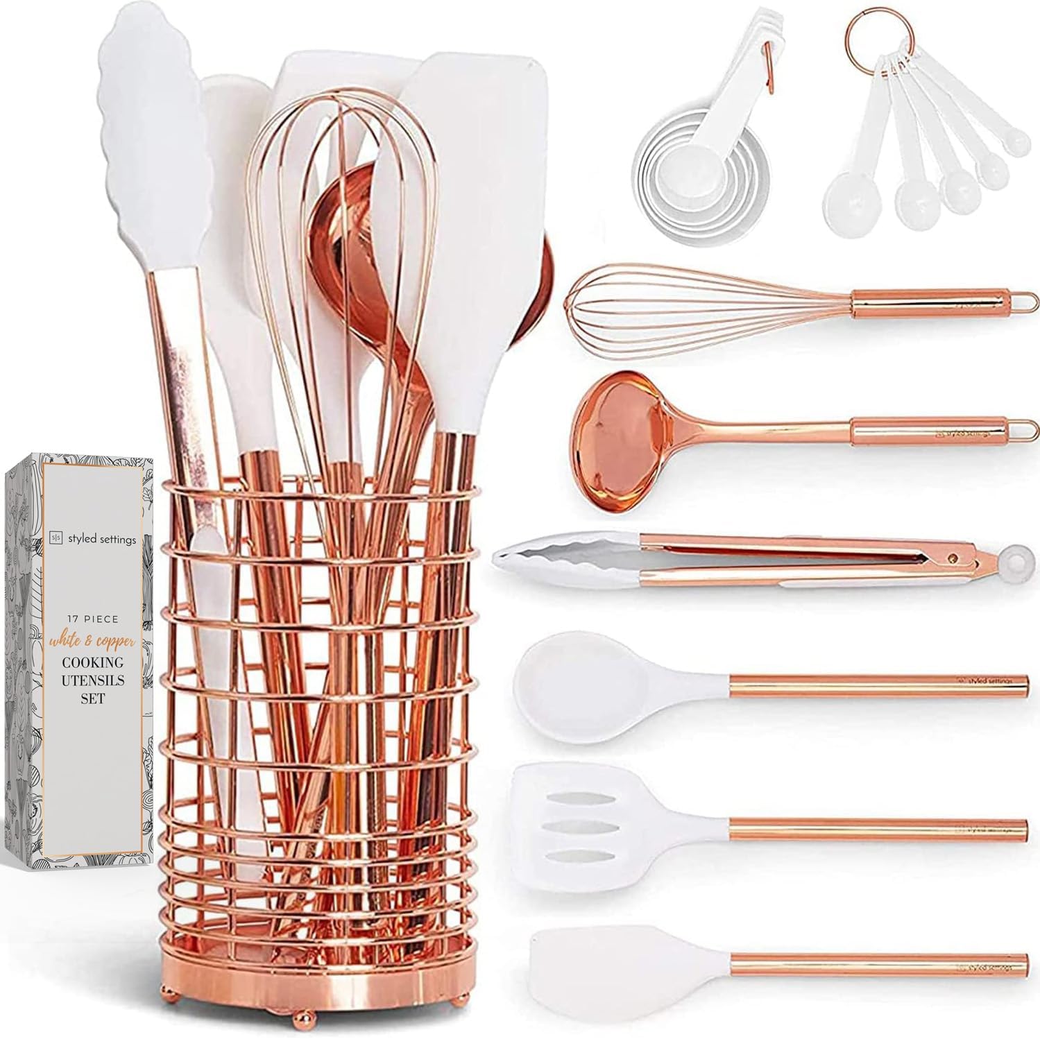 Stylish Copper Kitchen Utensils Set for Nonstick Cookware