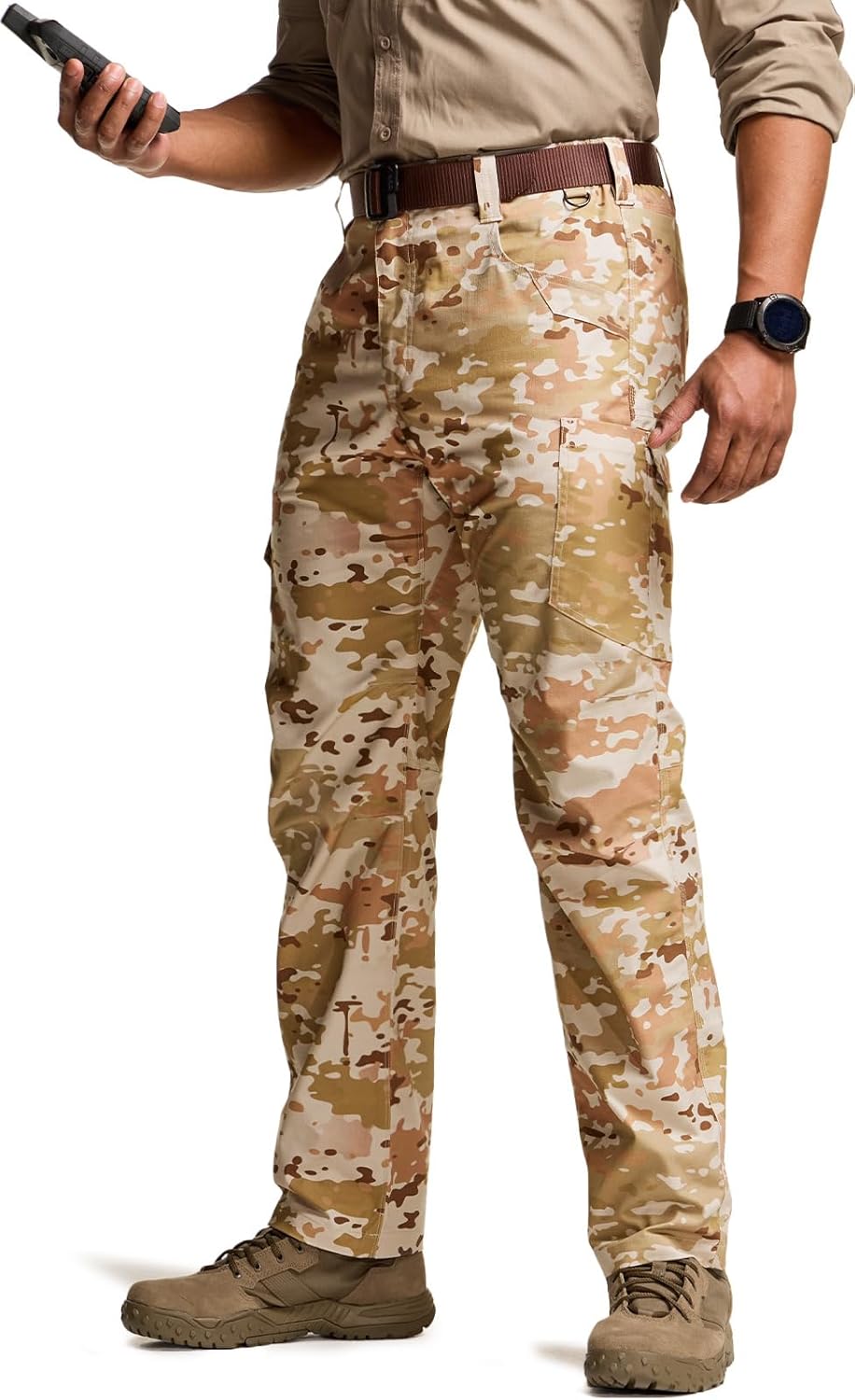 CQR Men's Utility Flex Cargo Pants for Tactical Hiking and Work