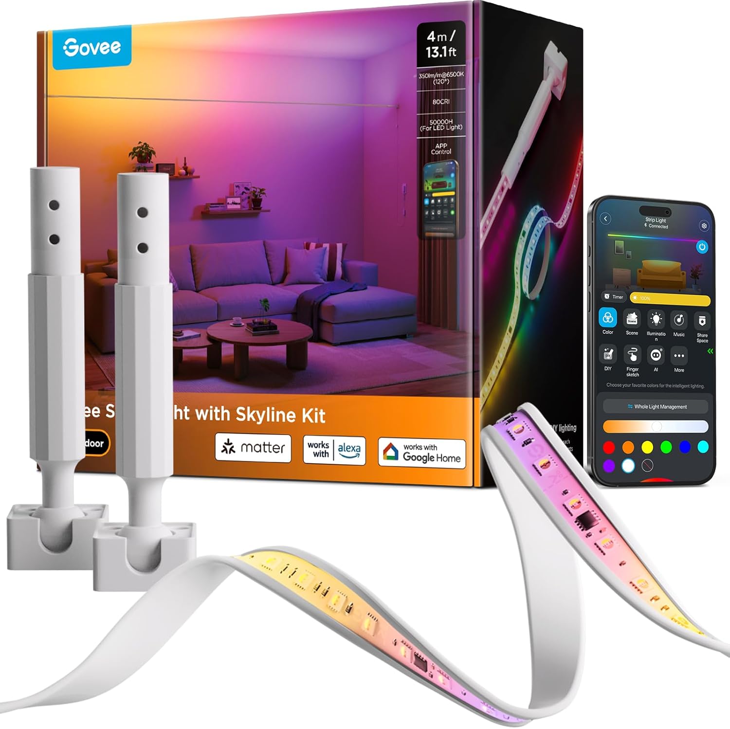 Govee Strip Light with Skyline Kit: Smart LED for Home Decor