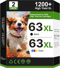 63XL Ink Cartridges Black and Color Replacement for HP 63 - High Yield