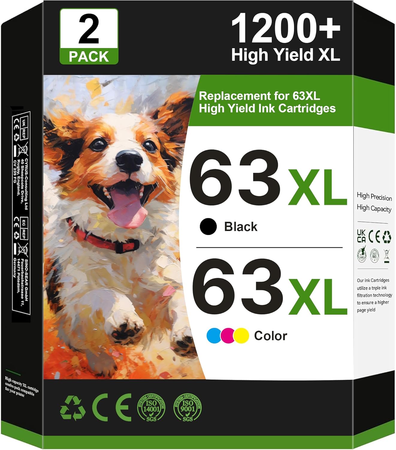 63XL Ink Cartridges for HP Printers - High Yield Combo Pack