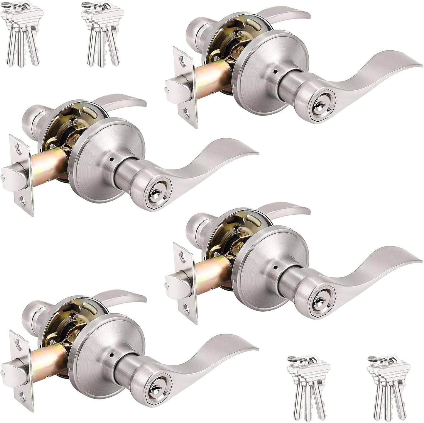 Probrico Wave Style Keyed Alike Entry Levers for Doors