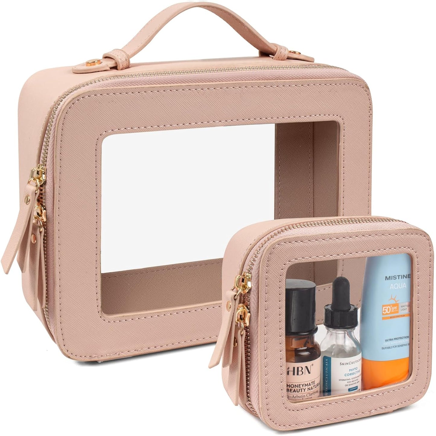LETGO Clear Makeup Bags Set - TSA Approved Travel Organizer