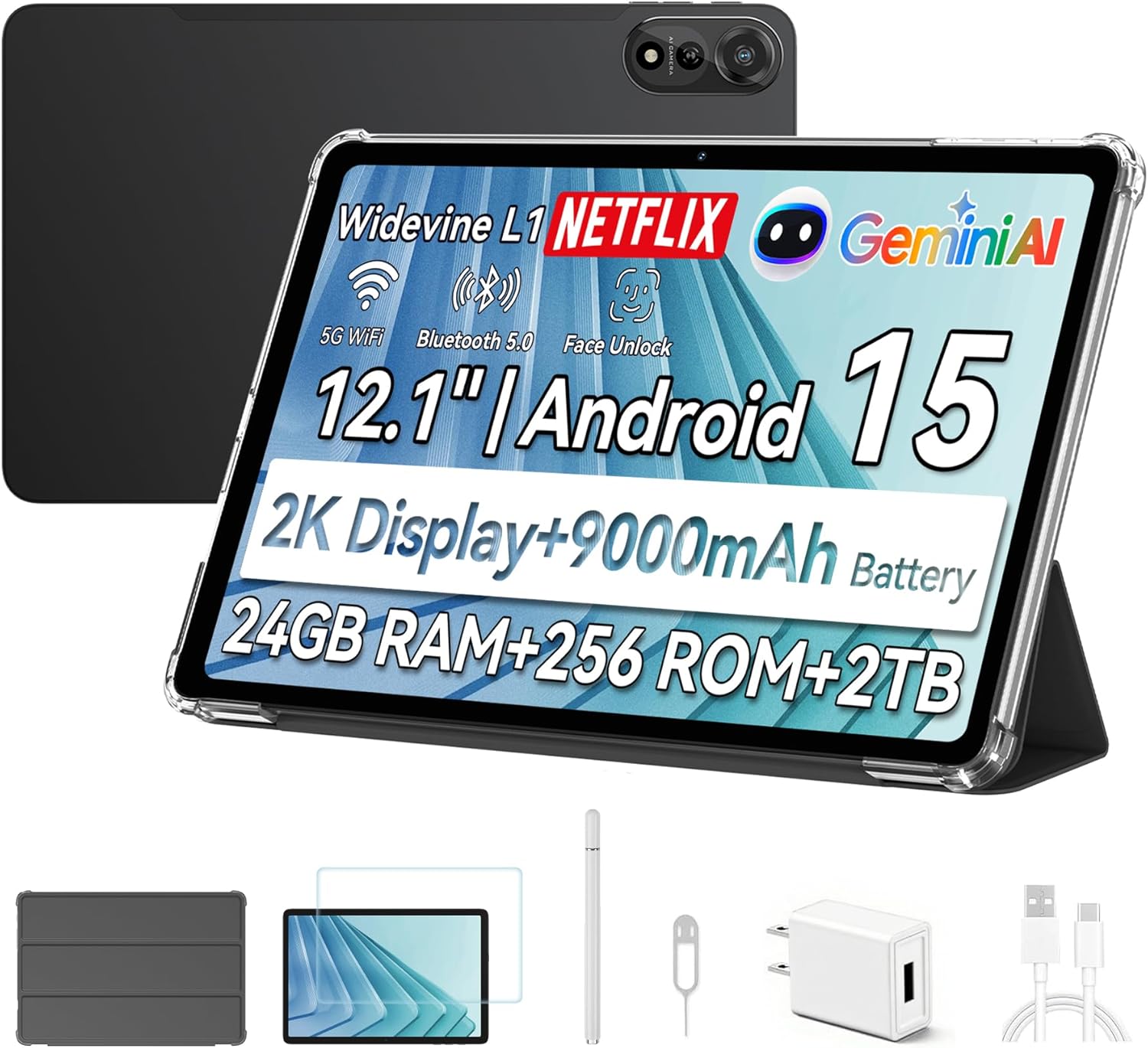 Blackview Android 15 Tablet Mega2: 12 inch FHD+2K Display