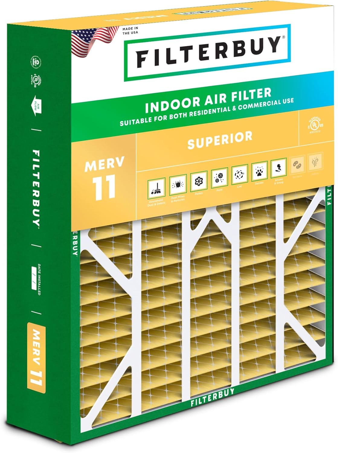 Filterbuy 20x25x6 Air Filter MERV 11 for Pet & Allergy Defense