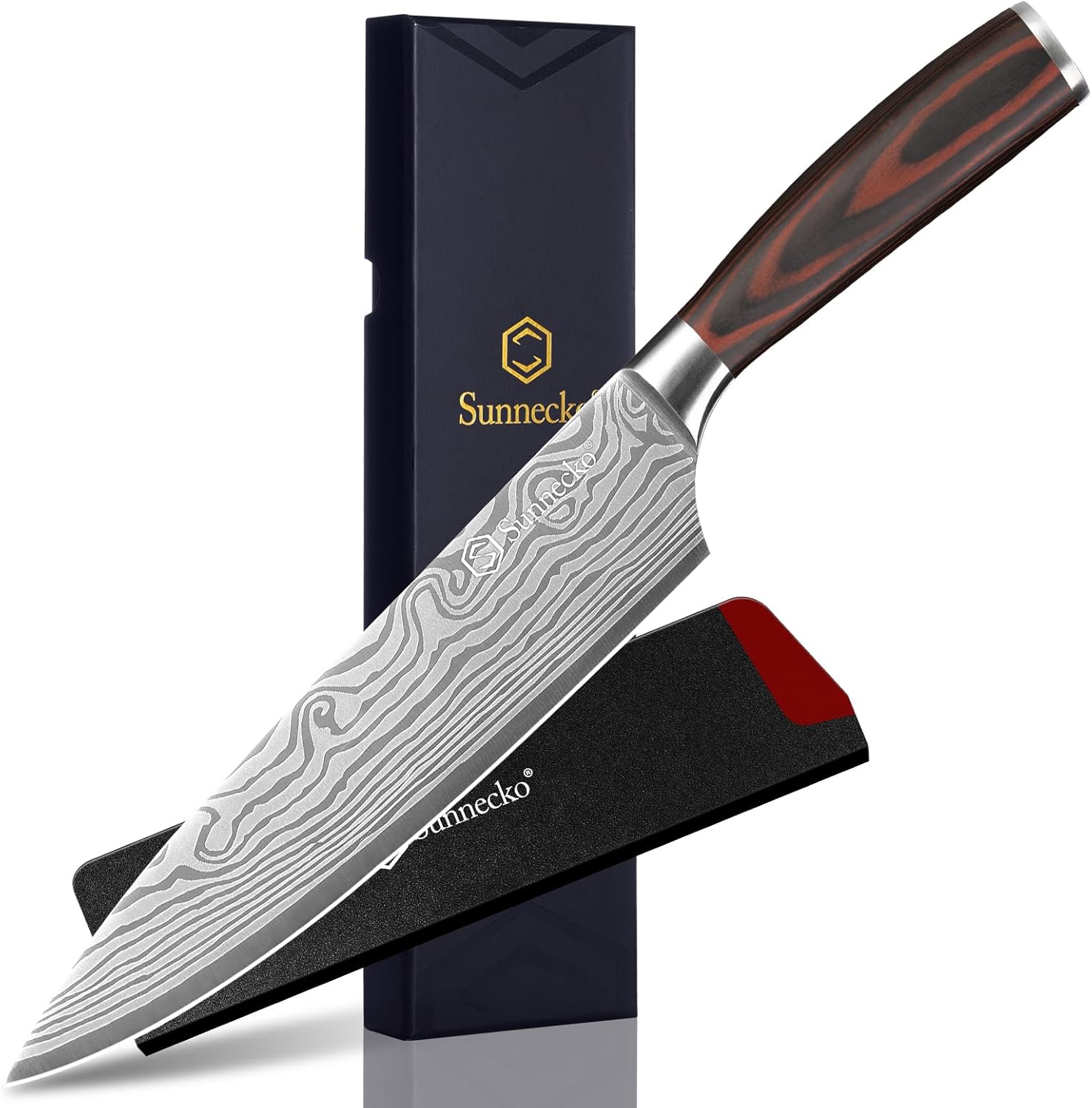 Ultra Sharp 8 inch Chef Knife for Kitchen by Sunnecko