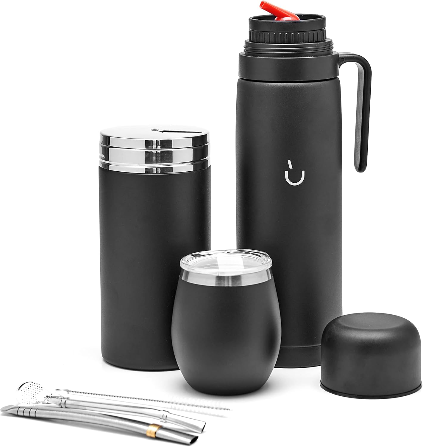 Complete Yerba Mate Set with Modern Gourd and Thermal Flask