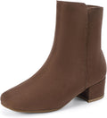 PANDANINJIA Girls Square-Toe Low-Heel Ankle Boots - Dressy Comfort
